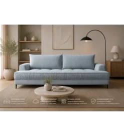 Sofa VELLO 238 cm z funkcją spania z pojemnikiem na pościel