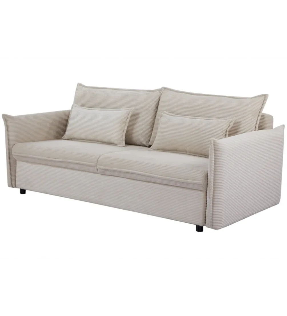 Sofa z funkcją spania APARTMENT 215 cm cord beżowy