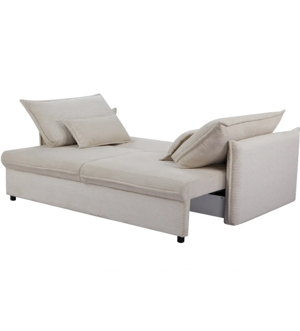 Sofa z funkcją spania APARTMENT 215 cm cord beżowy