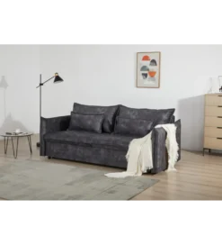 Sofa z funkcją spania APARTMENT 215 cm welur szara