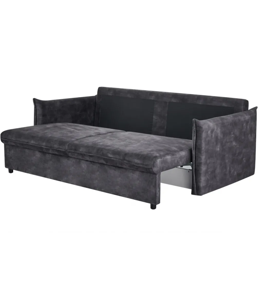 Sofa z funkcją spania APARTMENT 215 cm welur szara