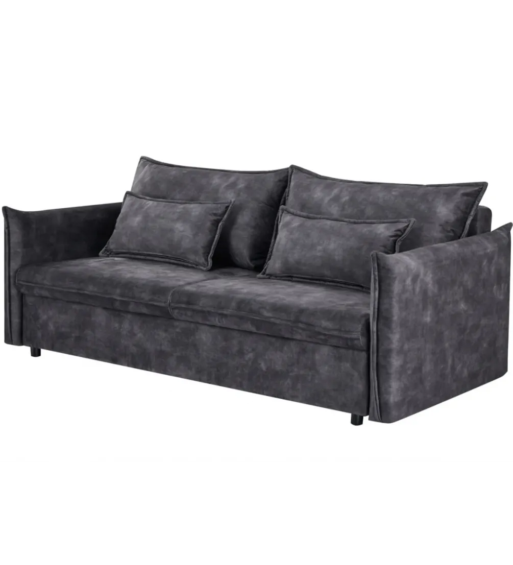 Sofa z funkcją spania APARTMENT 215 cm welur szara