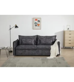 Sofa z funkcją spania APARTMENT 215 cm welur szara