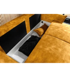 Sofa z funkcją spania APARTMENT 215 cm welur musztardowa