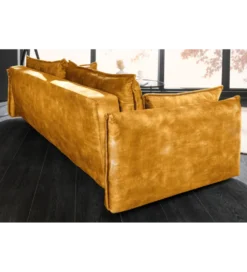 Sofa z funkcją spania APARTMENT 215 cm welur musztardowa