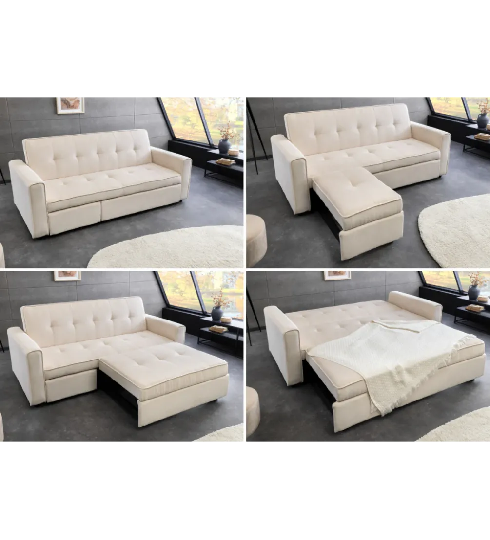 Sofa z funkcją spania SMART 180 cm cord beżowy