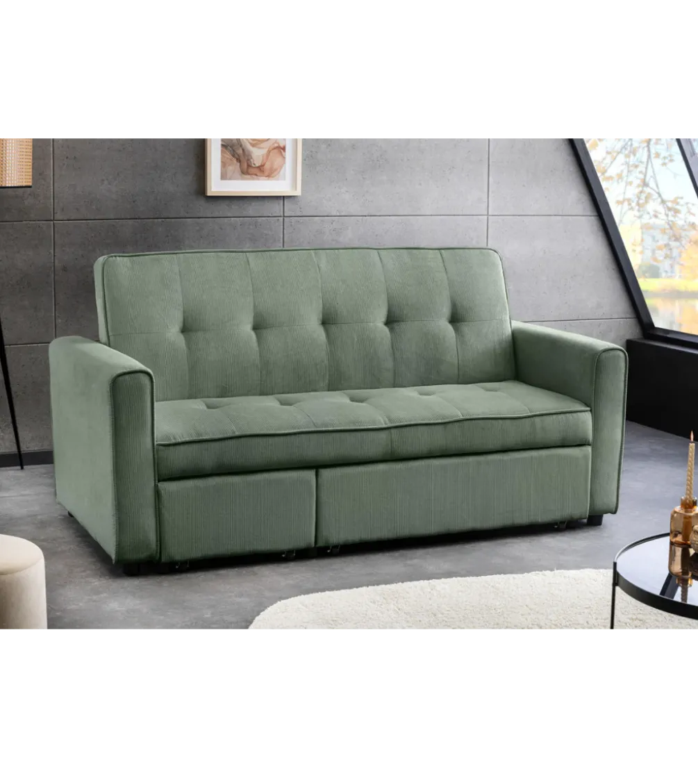 Sofa z funkcją spania SMART 180 cm cord zielony