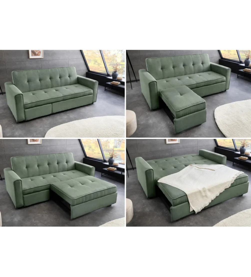 Sofa z funkcją spania SMART 180 cm cord zielony
