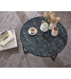 Solik kawowy NIOZOS 80 cm w optyce czarnego marmuru