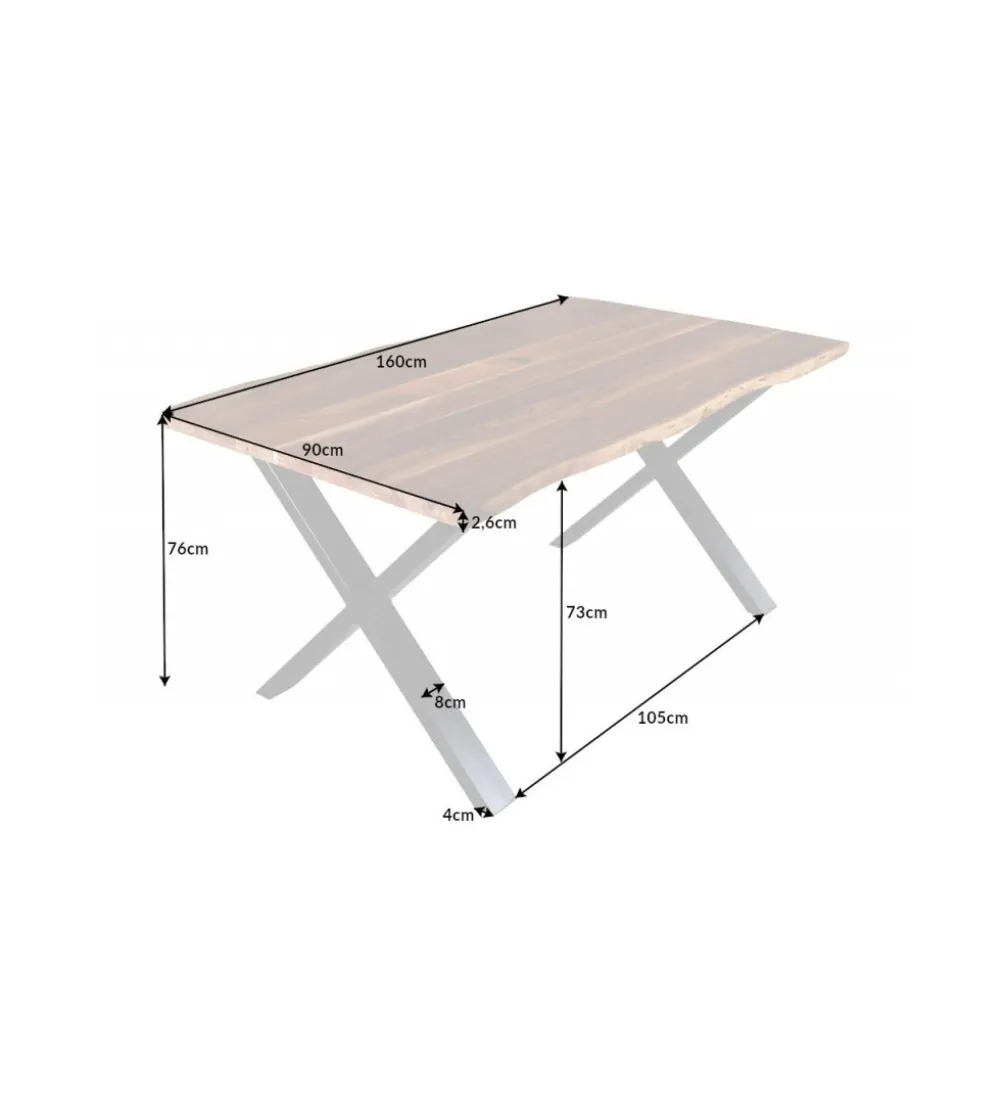 Stół ARKTYKA Mammut X 160 cm drewno akacja