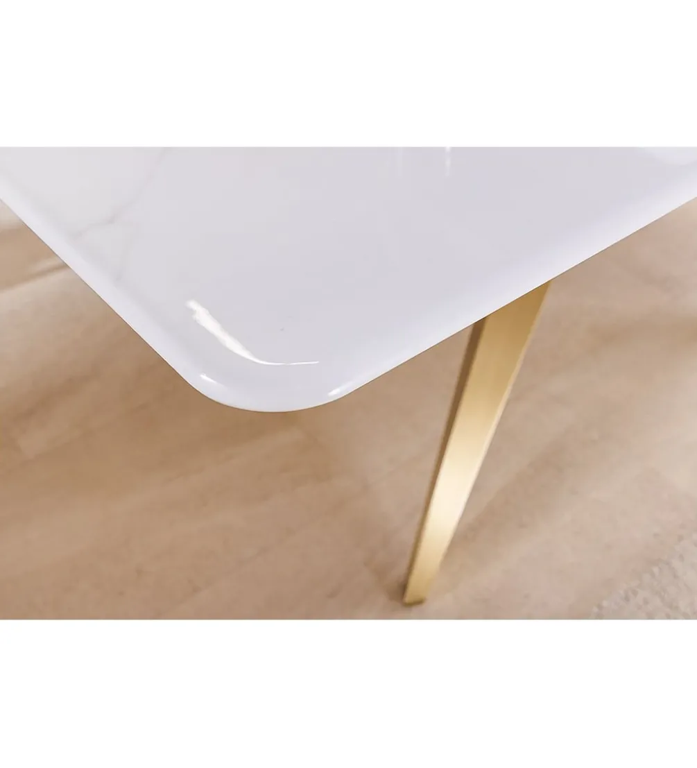 Stół ART LIVING 200 cm blat ceramika w optyce białego marmuru