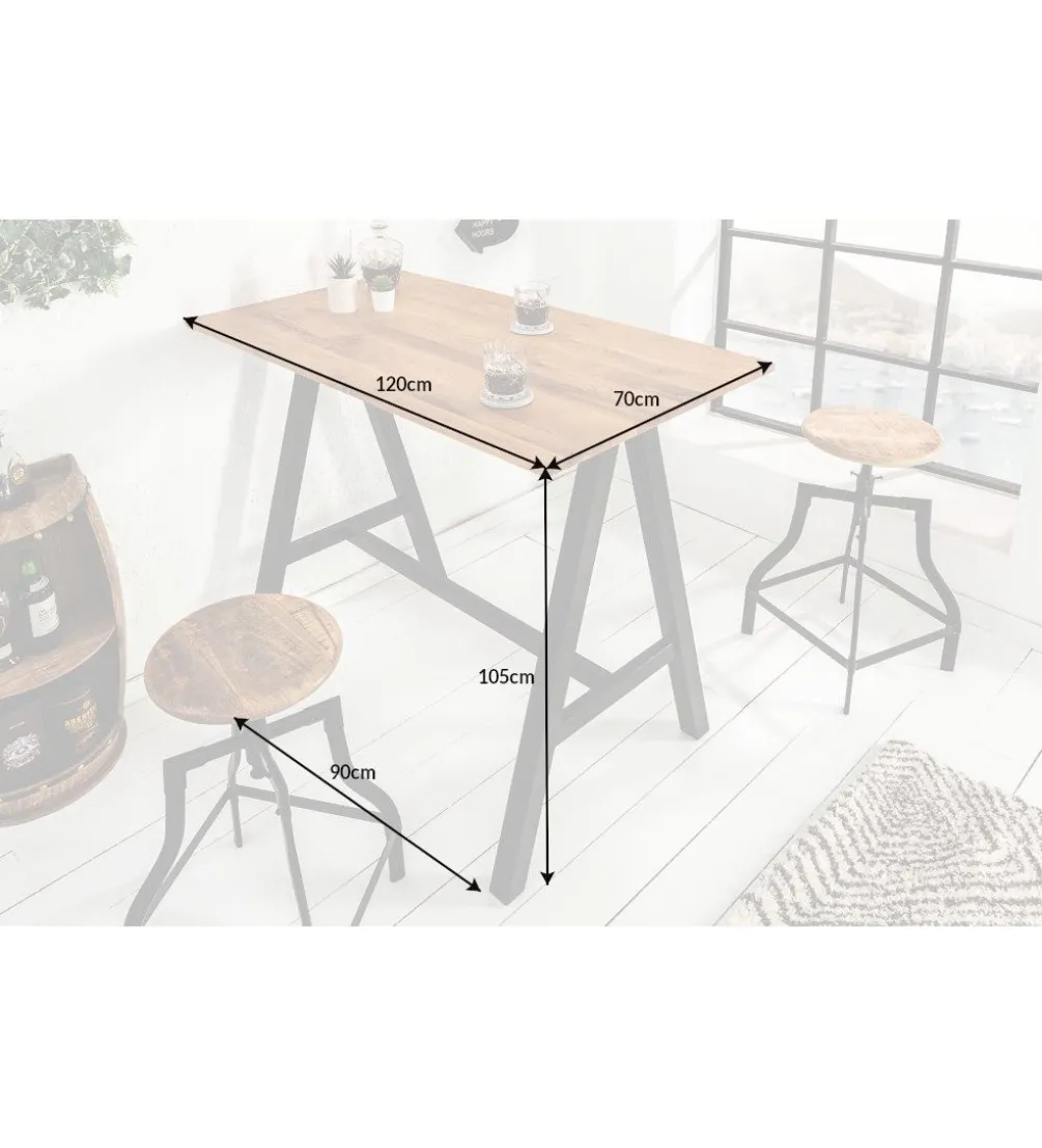 Stół barowy Castle 120 cm drewno dąb dziki