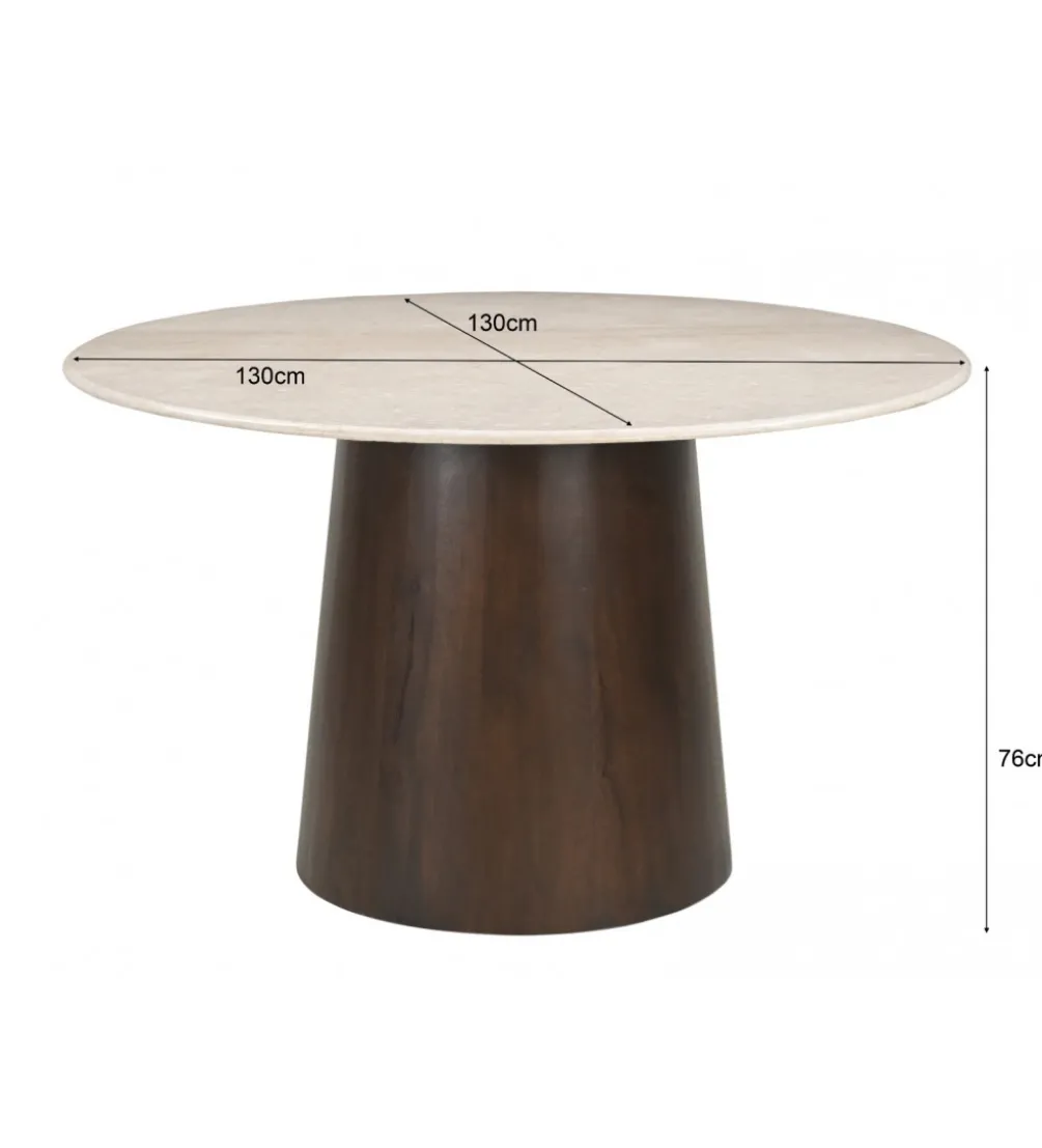 Stół Brix Bottecino 130 cm Marmur Drewno mango