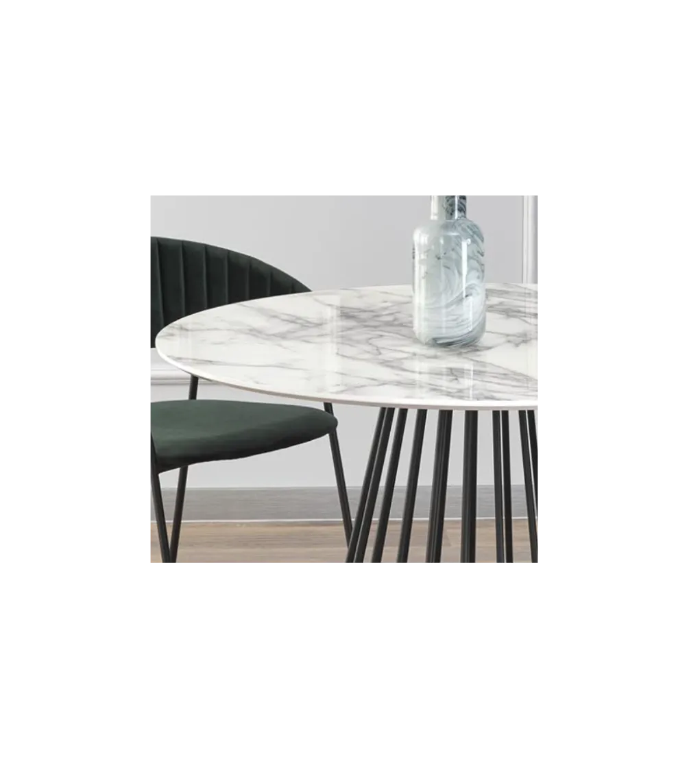 Stół BRODWAY 110 cm w optyce białego marmuru