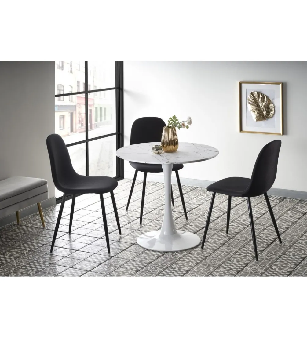 Stół DENVER 80 cm w optyce białego marmuru