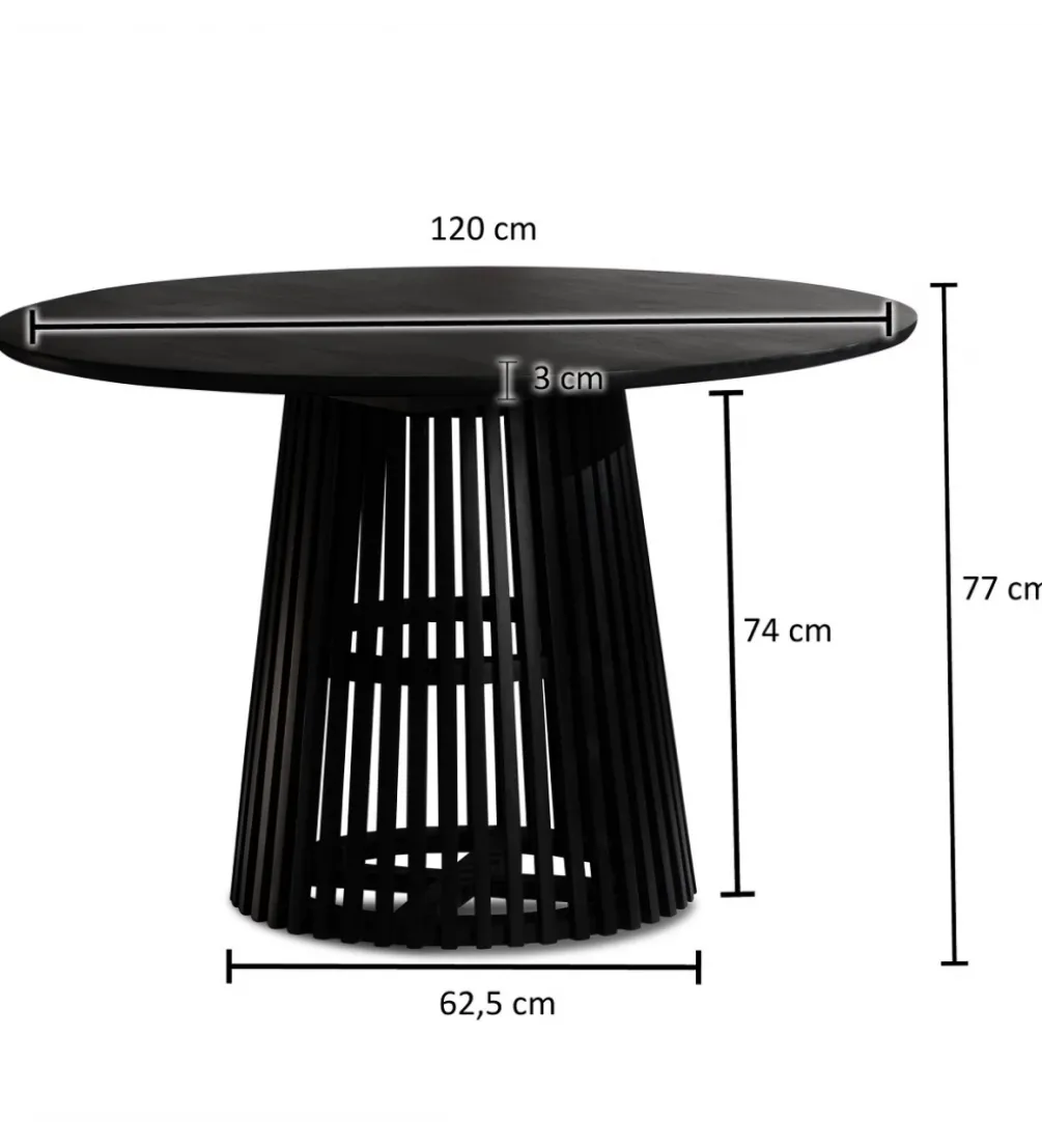 Stół do jadalni WOHNLING 120 cm drewno mango czarny