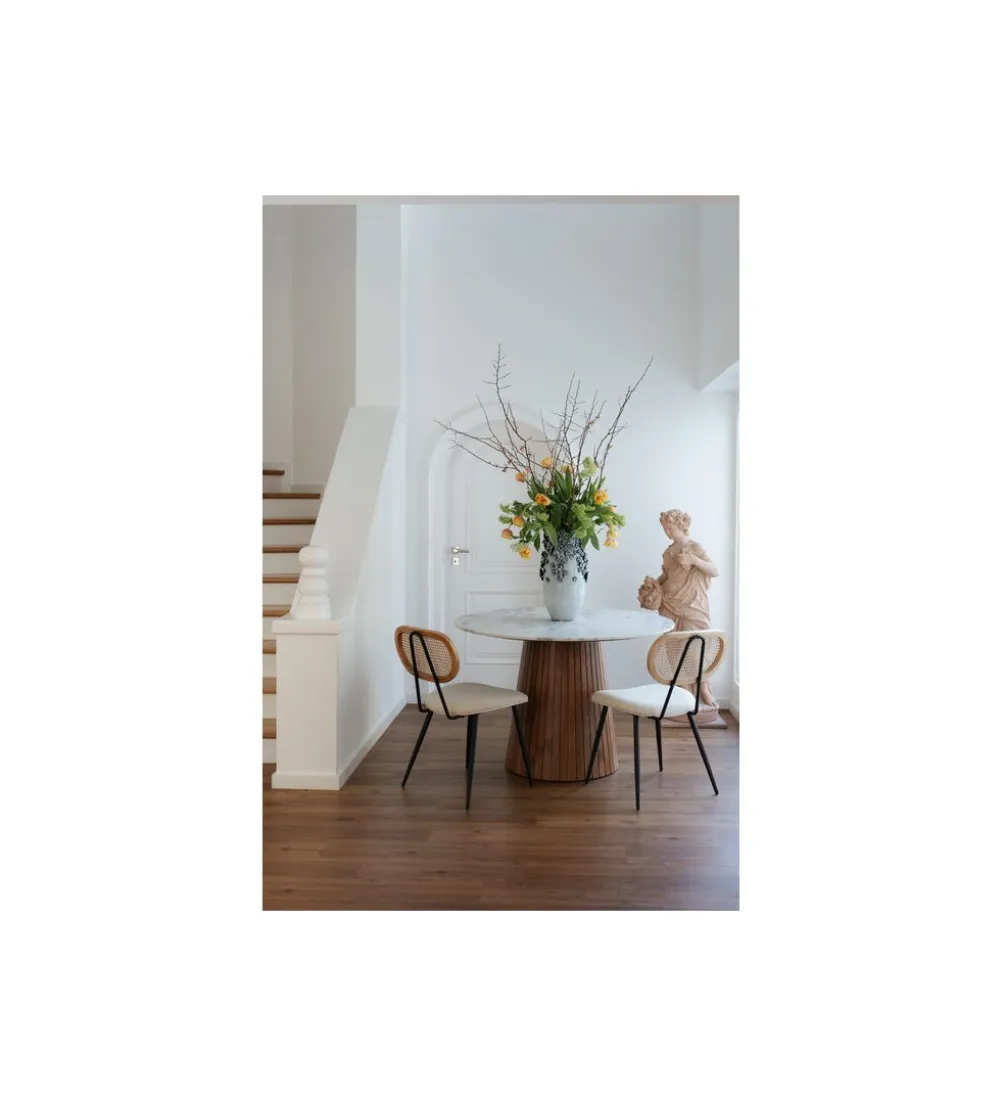 Stół GRACE 115 cm drewno mango marmur