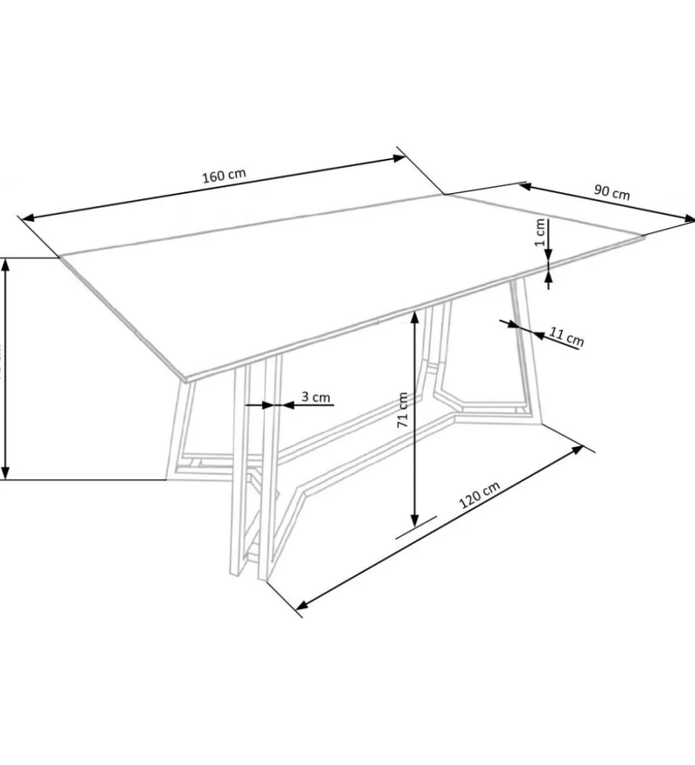 Stół KONAMI 160 cm w optyce czarnego marmuru