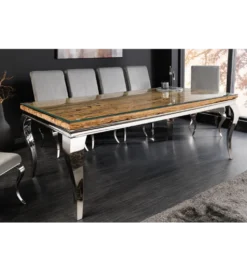 Stół MODERN BAROCK BARRACUDA 200 cm chromowany szklany blat BEZ blatu tekowego