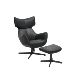 Stołek obrotowy VOGUE 45 cm skórzany czarny