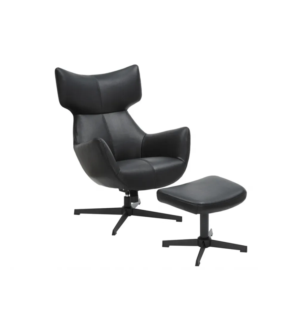 Stołek obrotowy VOGUE 45 cm skórzany czarny