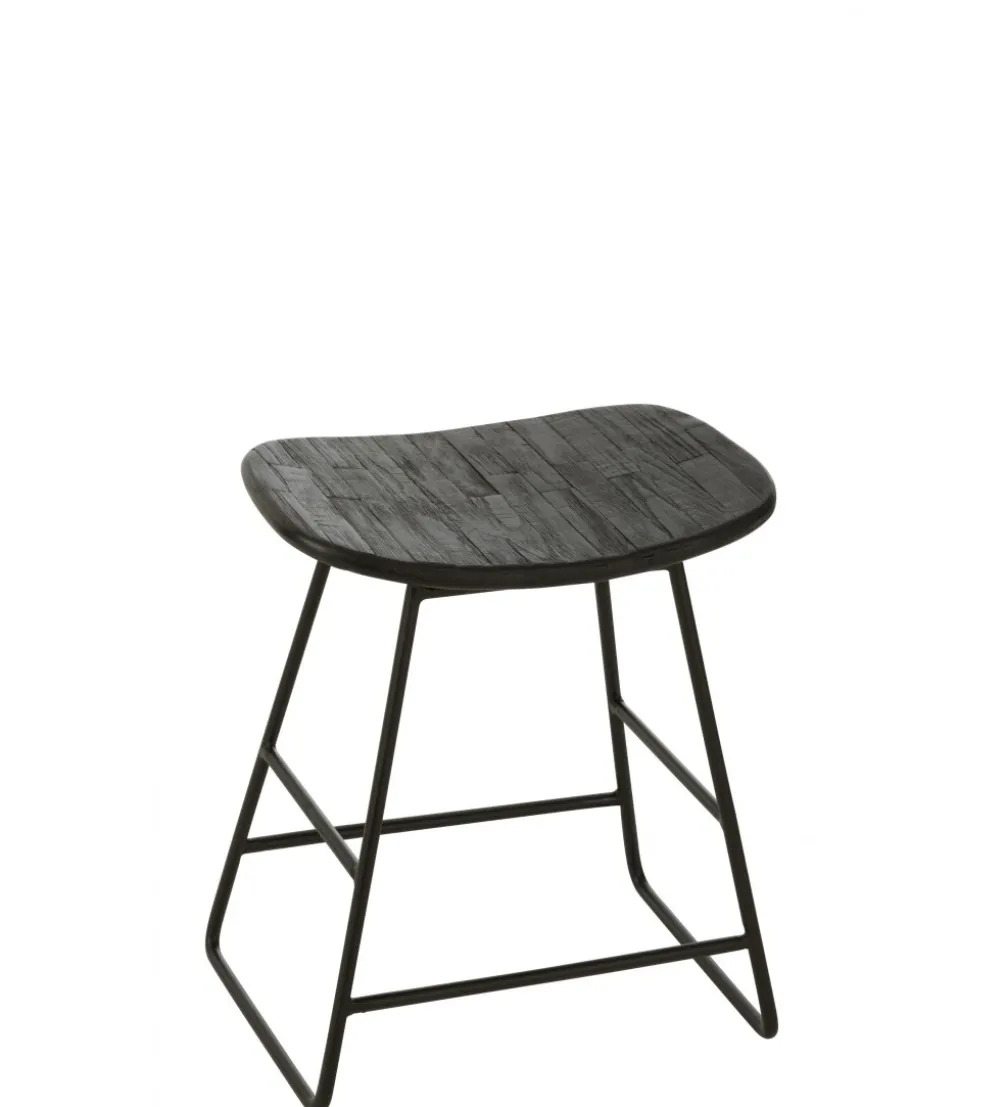 Stołek ZAMBIA drewno teak czarny