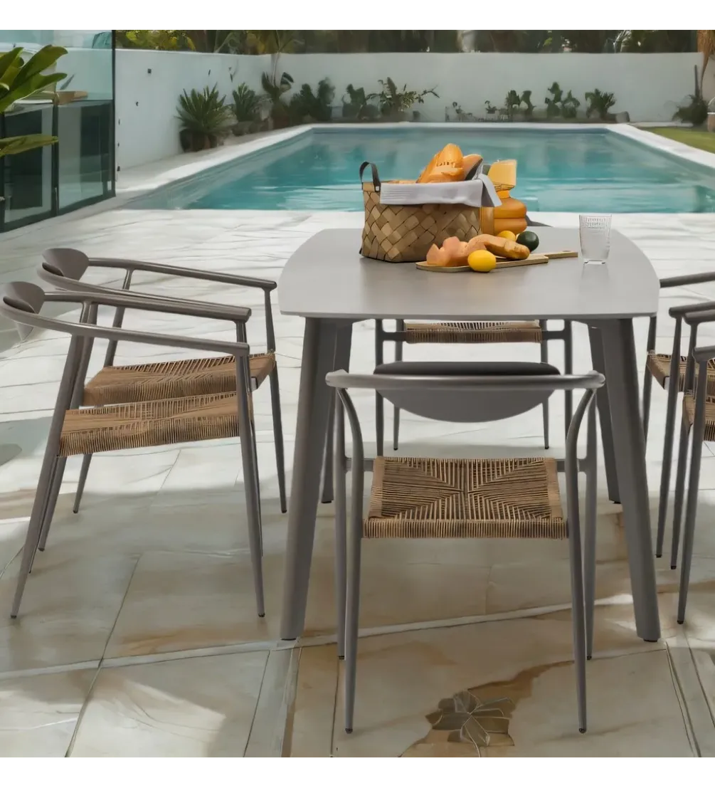 Stół ogrodowy MARIN 180 cm szary beżowy porcelanowy blat