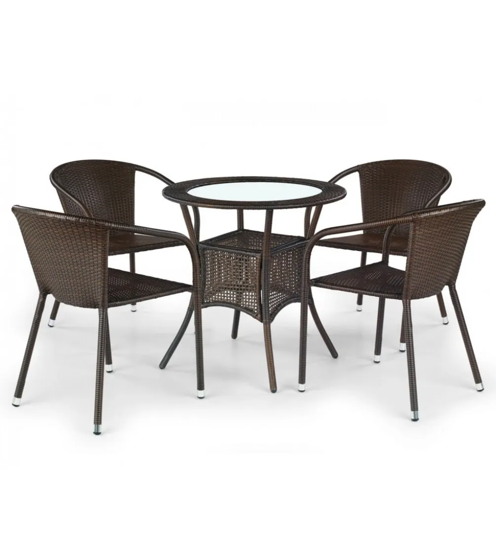 Stół ogrodowy rattanowy MIDAS 74 cm ciemnobrązowy