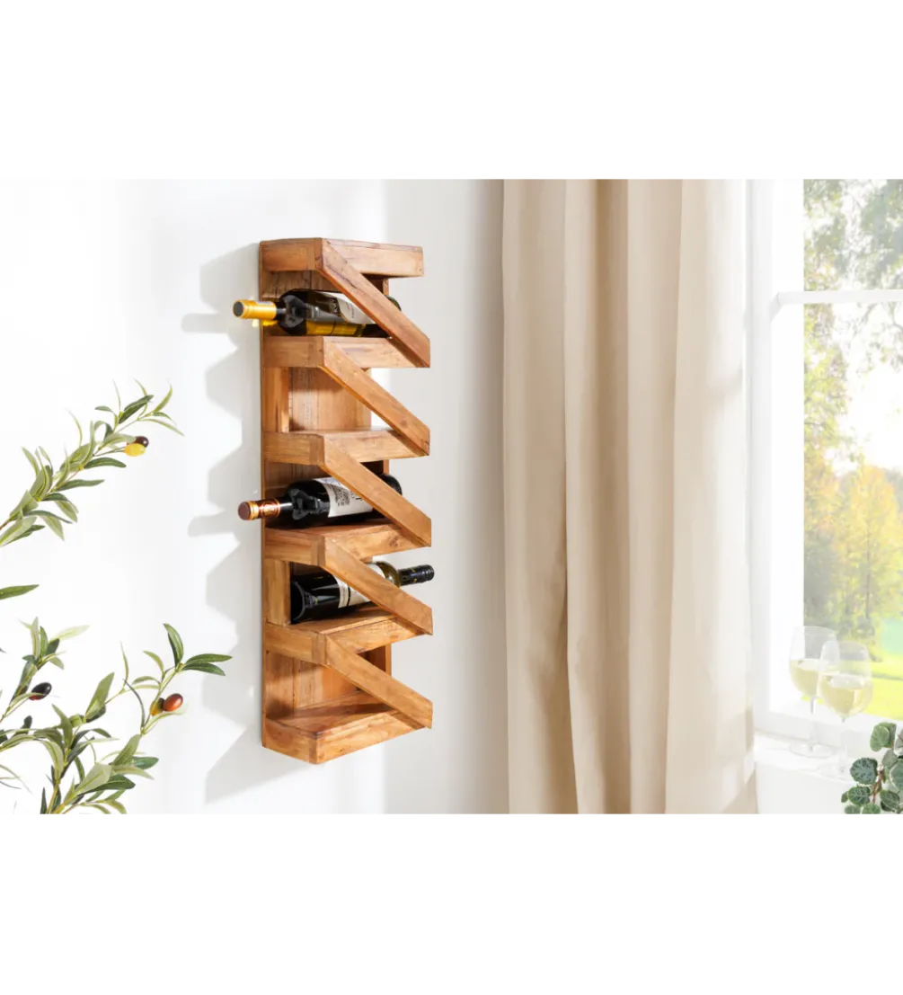 Stojak na wino MAKASSAR 80 cm na 5 butelek drewno teak
