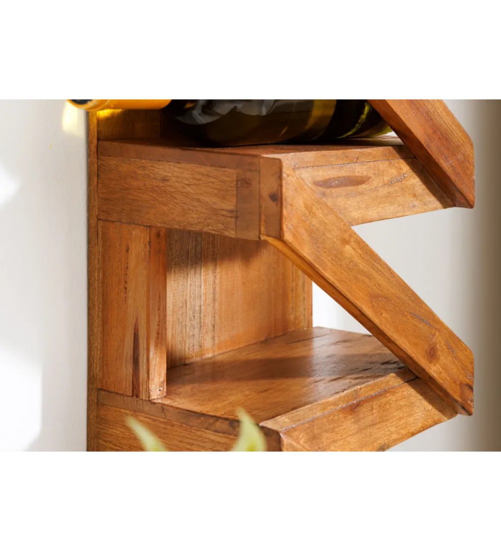 Stojak na wino MAKASSAR 80 cm na 5 butelek drewno teak