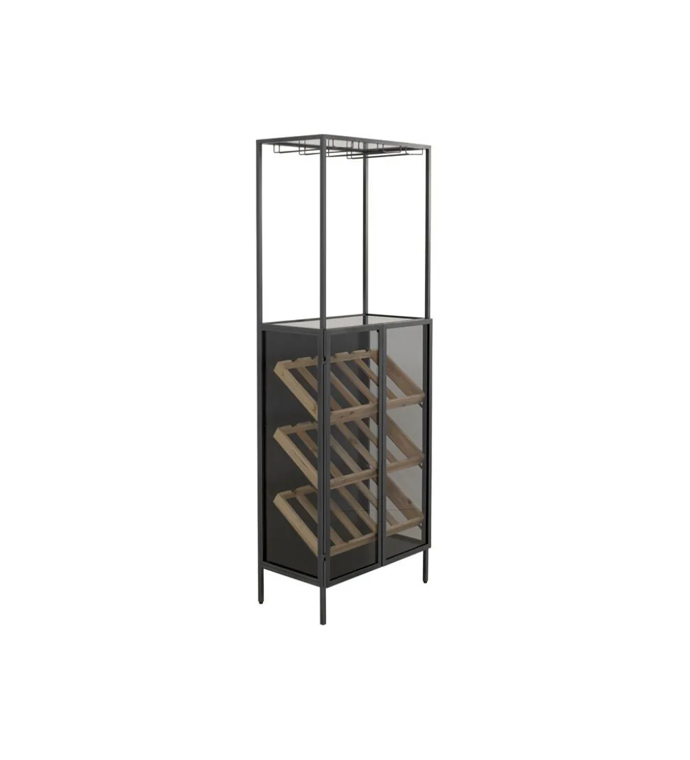 Stojak na wino PORTO BAR 60 x 170 cm czarny