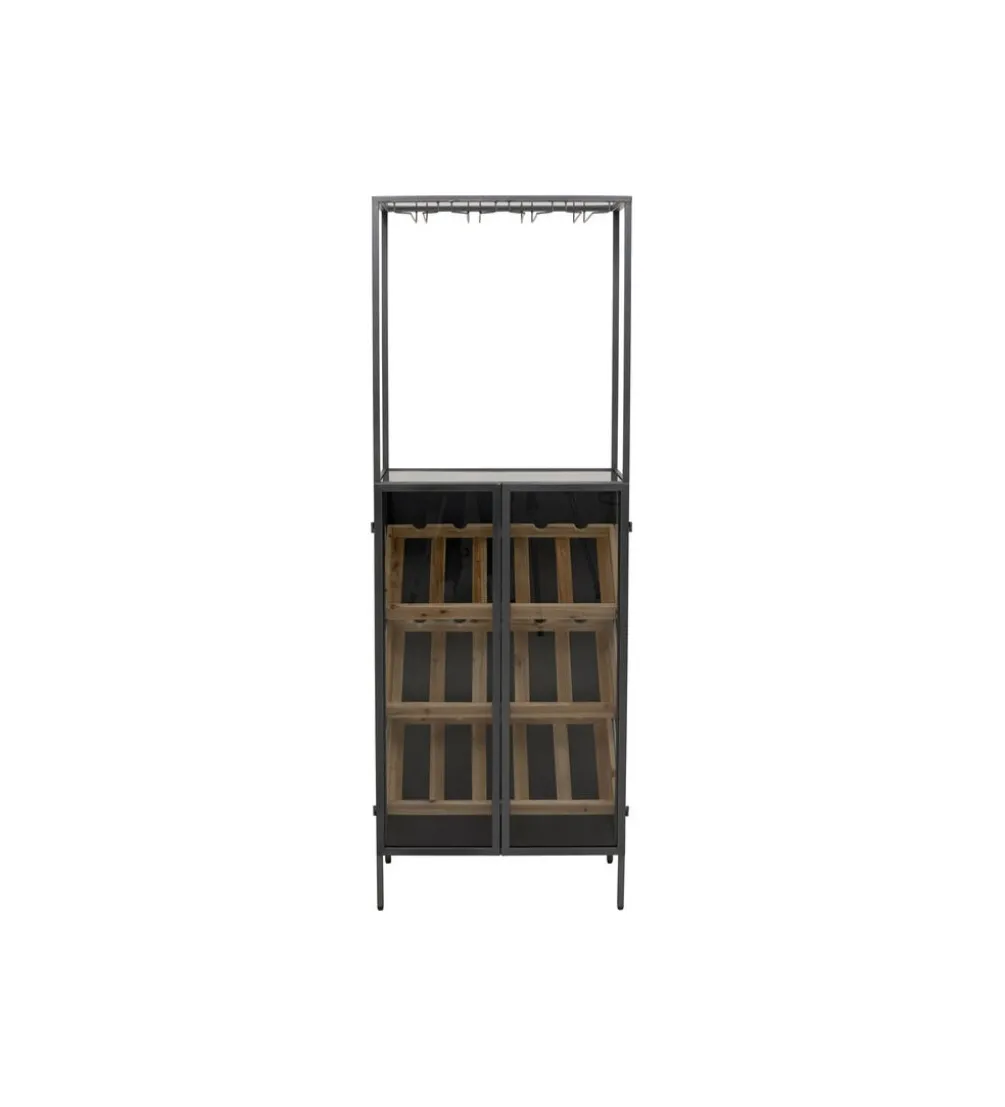 Stojak na wino PORTO BAR 60 x 170 cm czarny