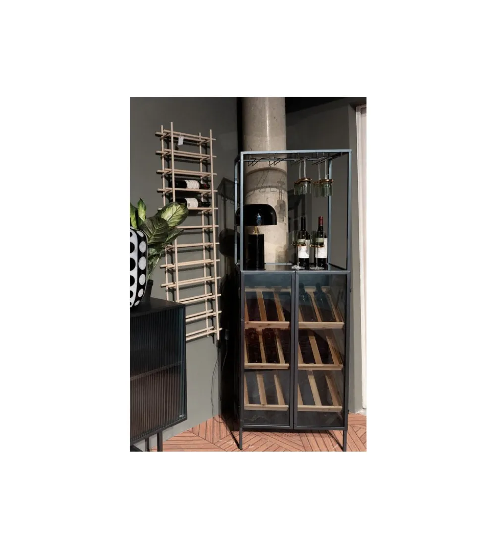 Stojak na wino PORTO BAR 60 x 170 cm czarny