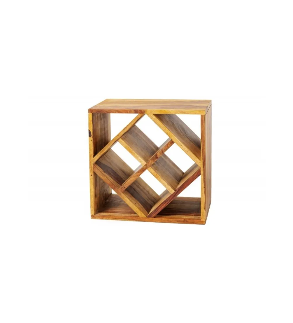 Stojak na wino Cube 40 cm drewno sheesham