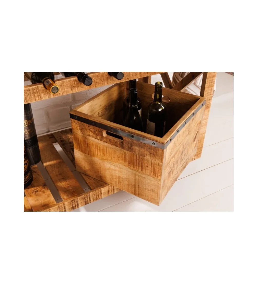 Stojak na wino REMMES 92 cm drewno mango
