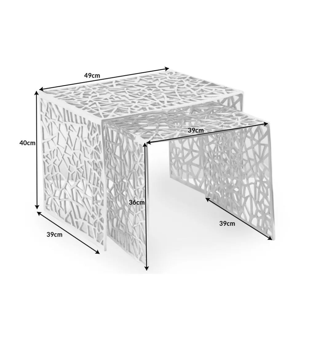 Stolik Abstract DELICADO Zestaw 2 Srebrny
