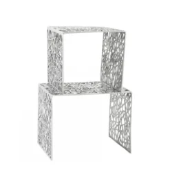 Stolik Abstract DELICADO Zestaw 2 Srebrny