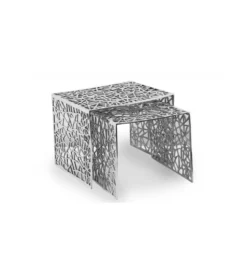 Stolik Abstract DELICADO Zestaw 2 Srebrny