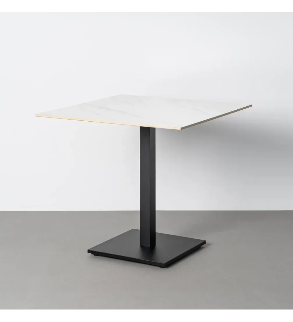 Stolik bistro SINTERED 80 cm efekt marmuru biały