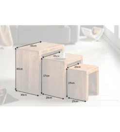 Stolik Finice Craft kawowy Makassar SET 3 drewno mango