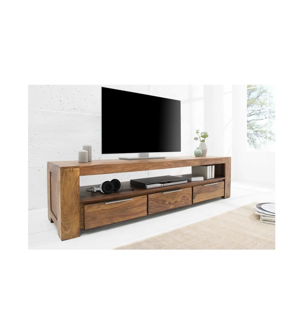 Stolik FINICE Makassar pod TV 170 cm drewno Sheesham