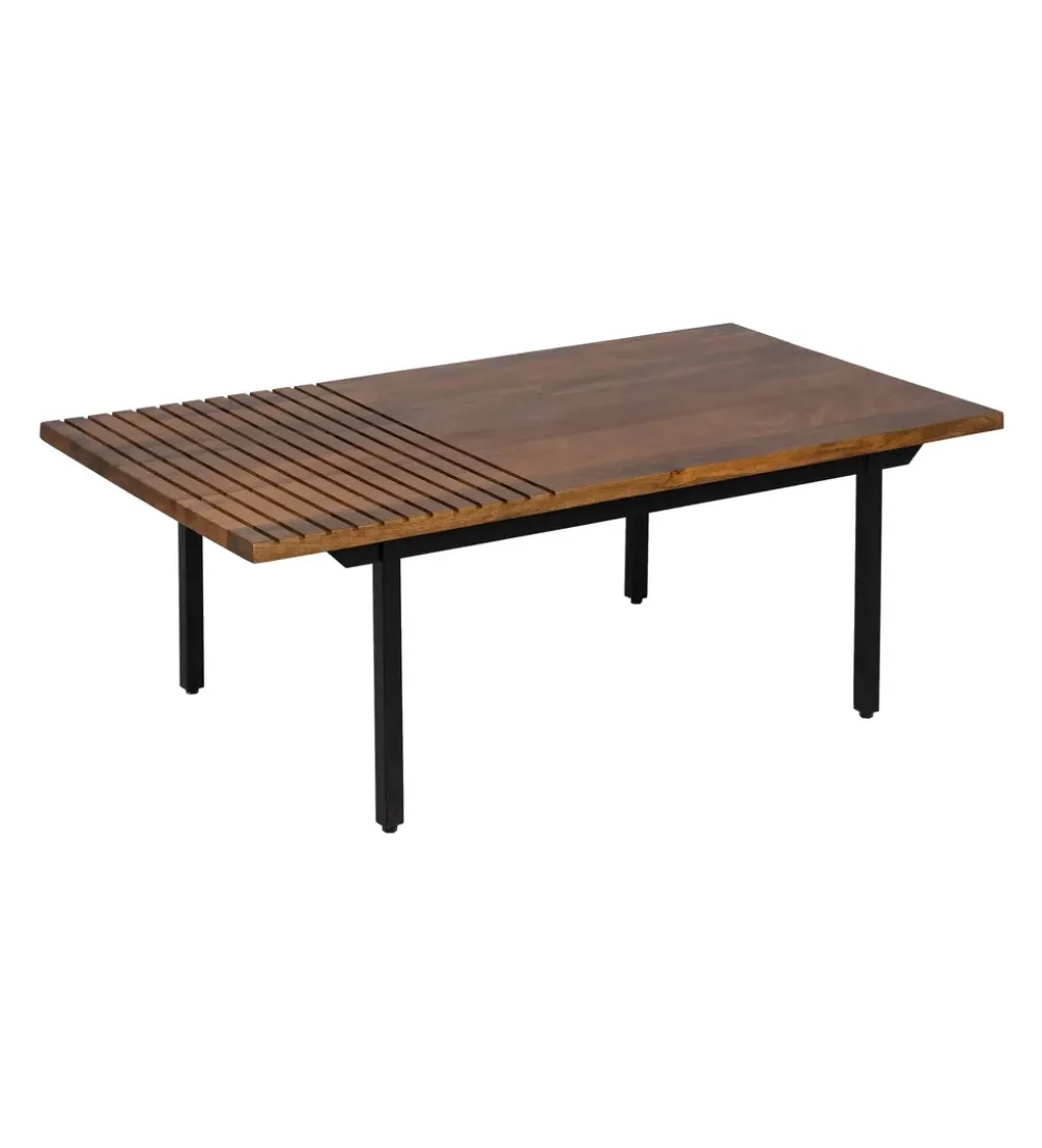 Stolik kawowy ABNER 110 cm drewno mango Brązowa