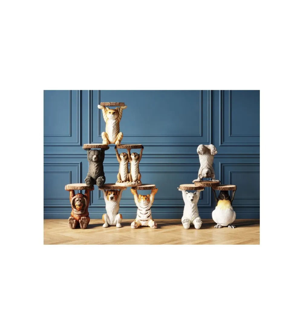 Stolik kawowy ANIMAL MEERKAT SISTERS 33 cm brązowy