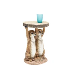 Stolik kawowy ANIMAL MEERKAT SISTERS 33 cm brązowy