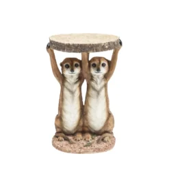Stolik kawowy ANIMAL MEERKAT SISTERS 33 cm brązowy