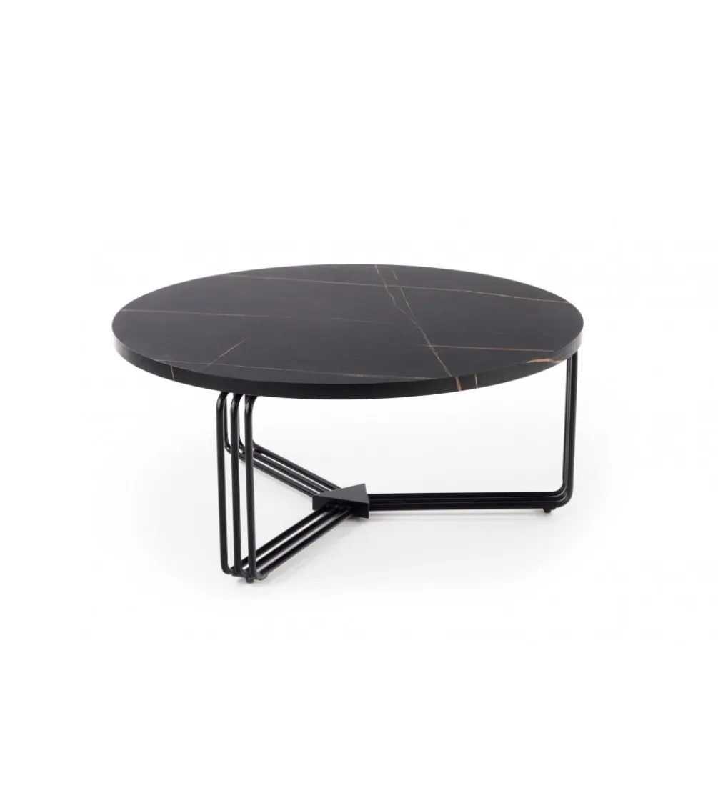 Stolik kawowy ANTICA 80 cm w optyce czarnego marmuru