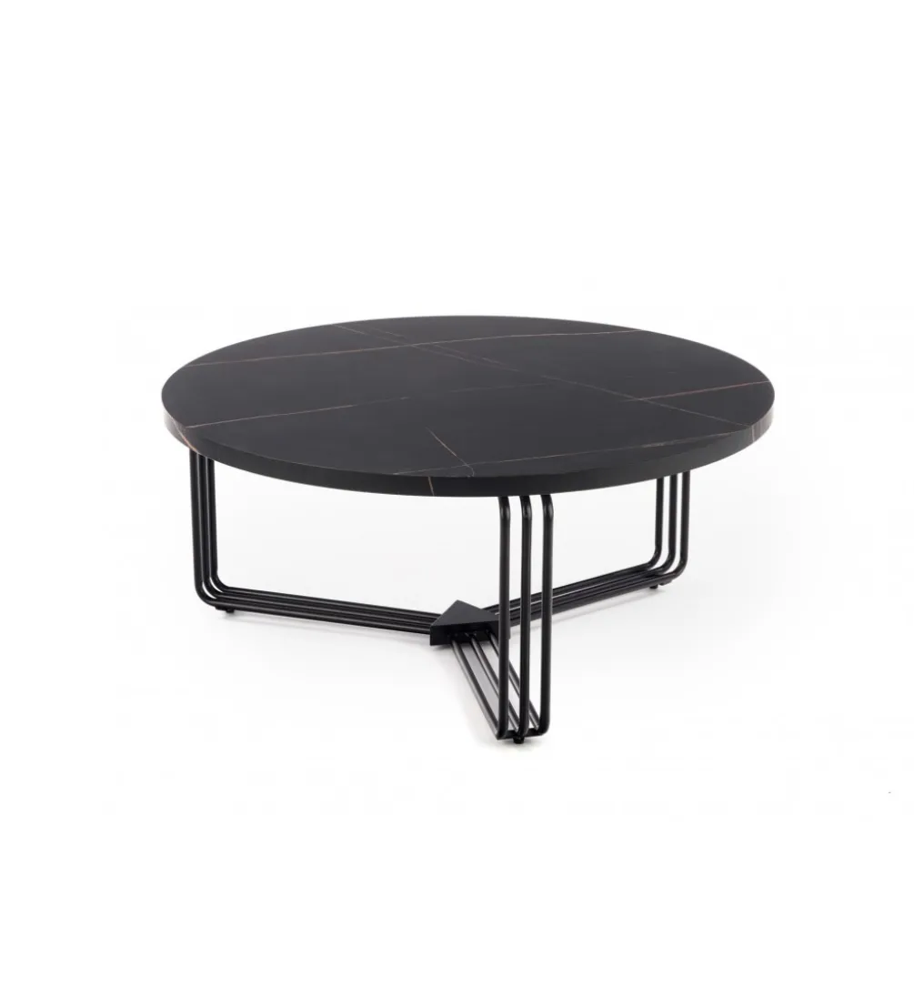 Stolik kawowy ANTICA 80 cm w optyce czarnego marmuru
