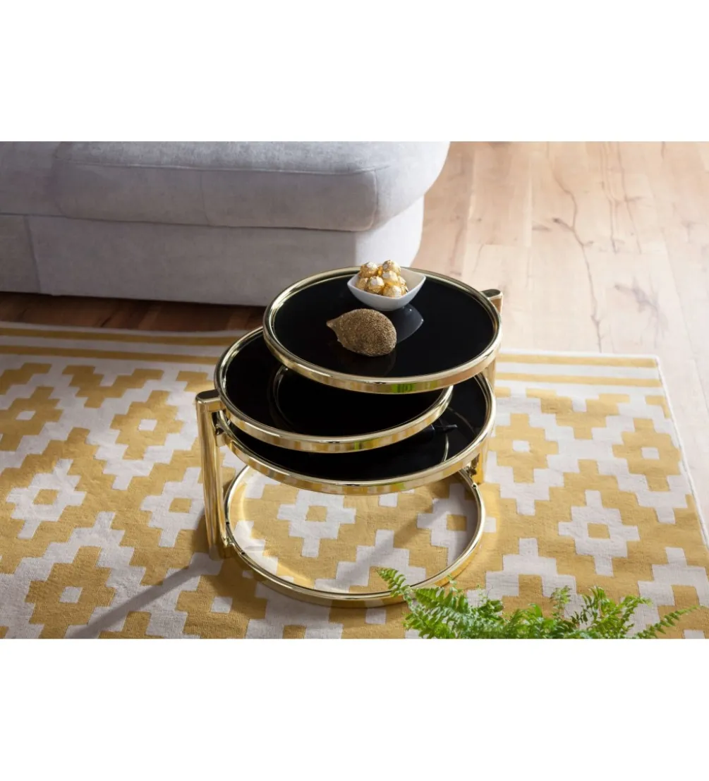 Stolik kawowy ART DECO 58 cm - 139 cm czarno złoty