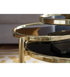 Stolik kawowy ART DECO 58 cm - 139 cm czarno złoty