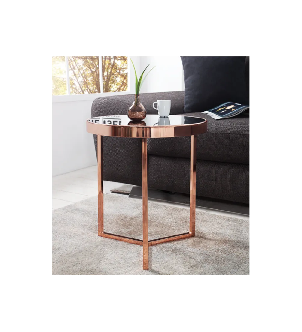 Stolik kawowy Art Deco 45 cm czarno miedziany